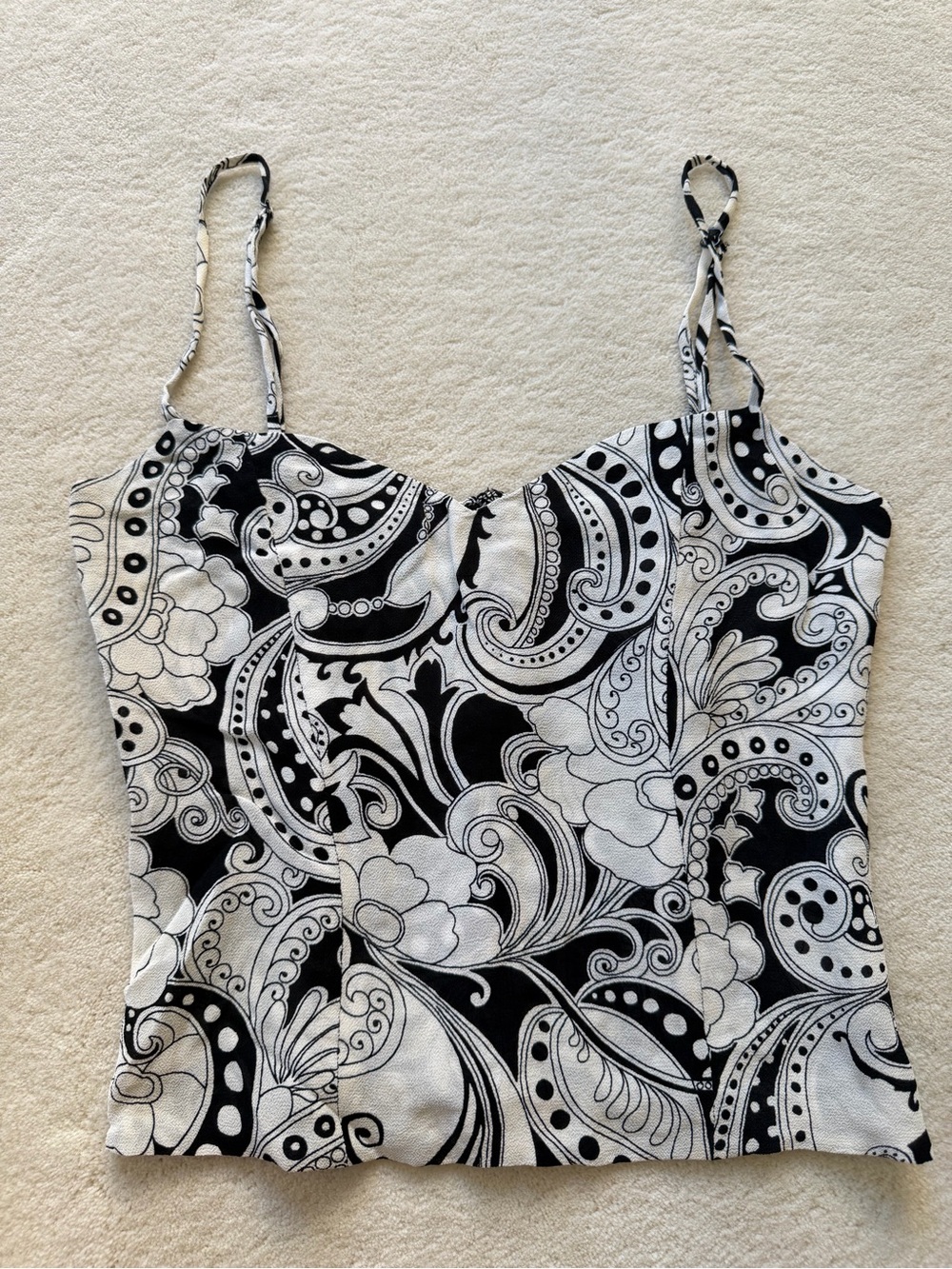 Reformation Black and White Paisley Cami